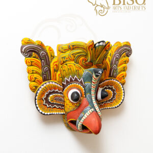 Hand-carved Sri Lankan Gurulu Raksha mask with Naga serpent details
