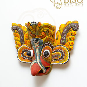 Hand-carved Sri Lankan Gurulu Raksha mask with Naga serpent details
