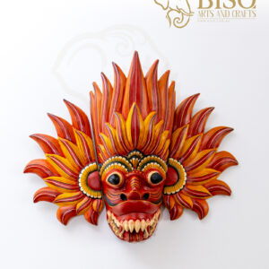 Traditional Sri Lankan Gini Raksha Fire Demon Mask hand-carved from wood