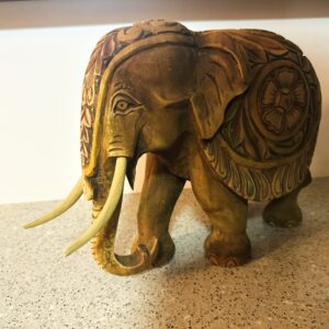 Hand-Carved Two-Tone Mahogany Elephant Statue – 10 Inch – Sri Lankan Handmade