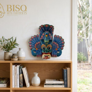Traditional Mayura Raksha Peacock Mask – Hand-Carved Sri Lankan Wall Art