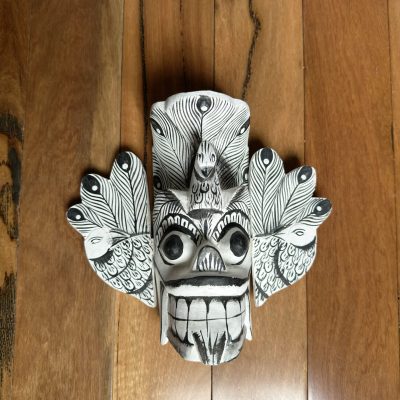8 inch hand carved Sri Lankan peacock wooden mask